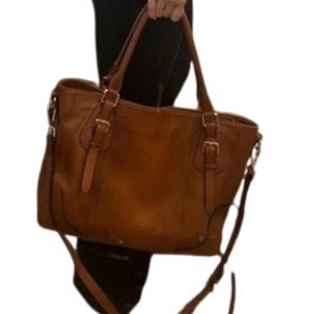 Vintage Y2K Kattee Leather Tote Bag Saddle Brown Shoulder Distressed Boho Luxury - Picture 3 of 16